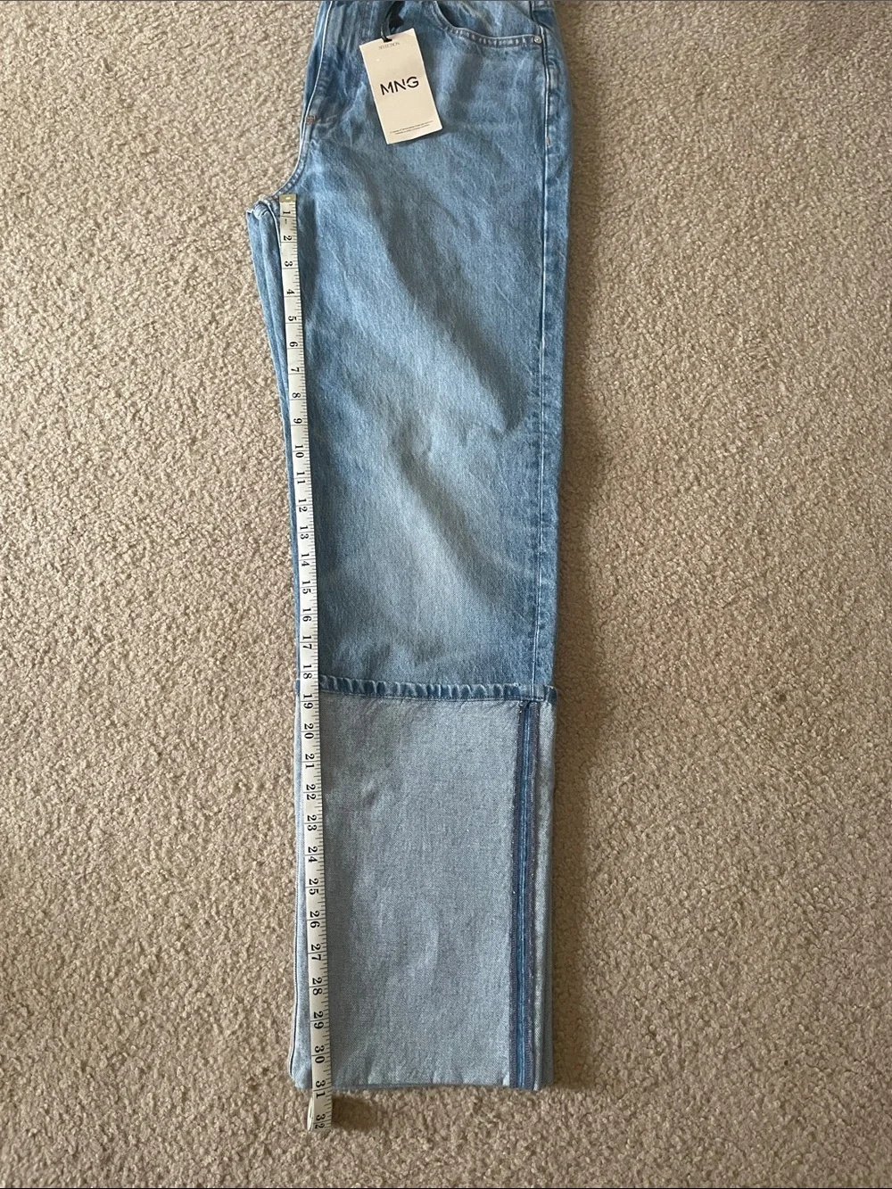 NWT Mango TURNED-UP STRAIGHT JEANS Light Blue Straight Jeans